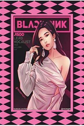 K-pop Black Pink Çerçeve Görünümlü Retro Ahşap Poster-2