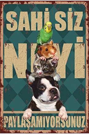 Hayvan Dostlar Siz Neyi Paylaşamıyorsunuz Duvar Yazıları Retro Ahşap Poster