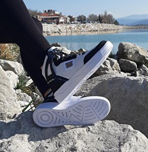 Dunlop 2243 Beyaz-Siyah Fuspetli Ortapedik Boğazlı Spor Ayakkabı