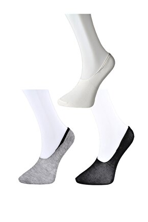 Kadın Siyah Gri Beyaz Babet Çorap 9 Çift