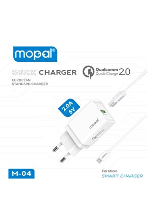 Mopal Mikro Usb Şarj Başlığı Ve Data Kablosu 5v 2a Hızlı Şarj Aleti M04