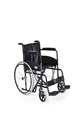 Siyah Kumaş Standart Transfer Sandalyesi -tekerlekli Sandalye - Manuel Tekerlekli Sandalye