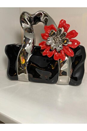 Çiçekli Çanta Modeli Dekoratif Seramik Obje