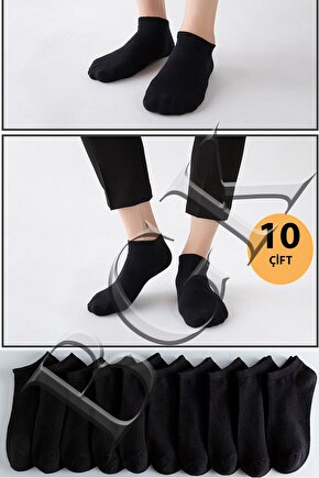 Unisex 10 Çift Siyah Kısa Yazlık Çorap