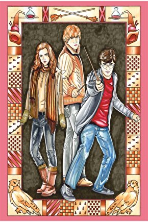 Harry Potter Arkadaşları Retro Ahşap Poster