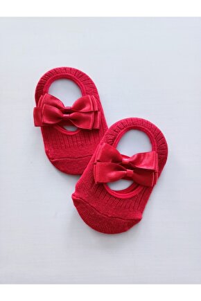 Kız Bebek Kırmızı Babet Çorap