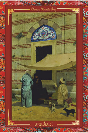 osman hamdi bey arzuhalci tablosu otantik çerçeve görünümlü ahşap tablo