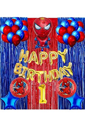 Spiderman Örümcek Adam Balon Set Balon Folyo Set Spiderman Konsept Doğum Günü Set 1 Yaş Balon