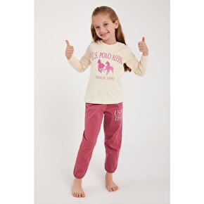 U.S. Polo Assn. U.s. Polo Assn Lisanslı Fildişi Kız Çocuk Uzun Kol Pijama Takım