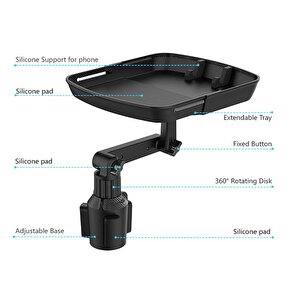 Çok fonksiyonlu 360 ° dönen araba tepsİ mobİl telefon tutucu içecek kahve küçük masa yemek rafı