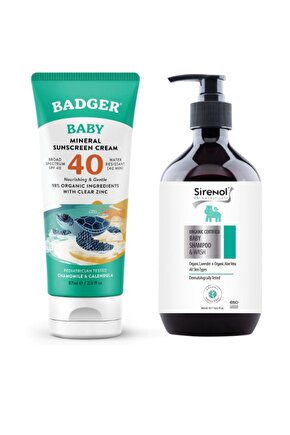 Badger Bebek Güneş Kremi Spf40 Ve Organik Bebek Şampuanı Set