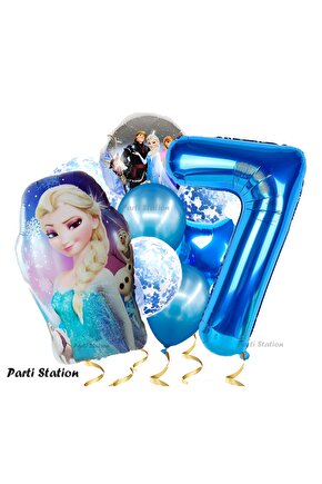 Frozen Elsa 7 Yaş Balon Set Karlar Ülkesi Frozen Elsa Konsept Doğum Günü Parti Helyum Balon Buketi