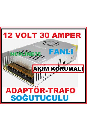 12 Volt 30 Amper Metal Sac Kasa Akım Korumalı Fanlı Adaptör