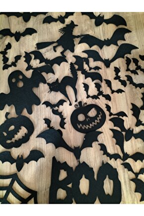 Cadılar Bayramı Halloween 44 Parçalık Dekor Seti 3 Mm Kalın Siyah Keçe