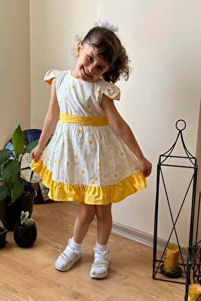 Yazlık Elbise Kısa Kollu Kız Çocuk Elbise Bebek Giyim Kız Bebek Elbise
