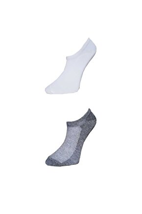 Gri Ve Beyaz Erkek Görünmez Çorap 6 Çift