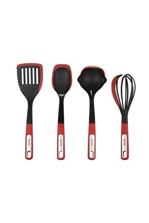 Silikon Detaylı Plastik Kırmızı 4lü Büyük Hazırlık Seti