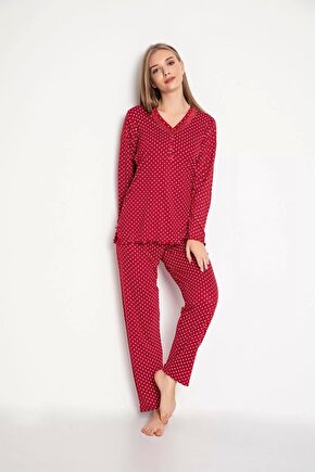 Etoile Bambu Kadın Pijama Takımı 55009 Kırmızı