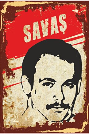 Mahir Hüseyin Ulaş Kurtuluşa Kadar Savaş Devrimci Slogan Retro Ahşap Poster-3