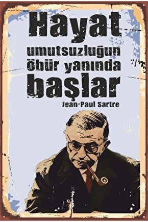 Sartre Şiir Edebiyat Retro Ahşap Poster