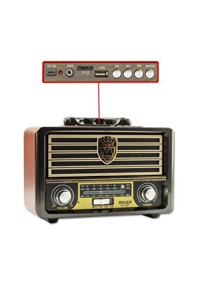 M-113bt Şarjlı Nostaljik Radyo Usbsdmp3 Bluetooth Hoparlör Ahşap Şarjlı Retro Radyo