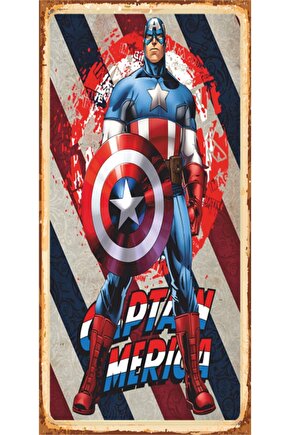 Captain America Süper Kahramanlar Mini Retro Ahşap Poster