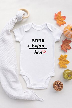 Unisex Bebek Anne Baba Yazılı Bebek Body Organik Baskılı Uzun Kollu Beyaz Bebek Badi Zıbın