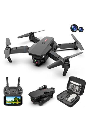 E88  4K HD ÇİFT KAMERALI DRONE APP KONTROL WİFİ Lİ KATLANABİLİR  X3 BATARYA