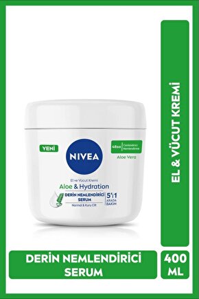 El Ve Vücut Kremi Aloe Vera 400ml, Nemlendirici Serum, Normal Ve Kuru Cilt