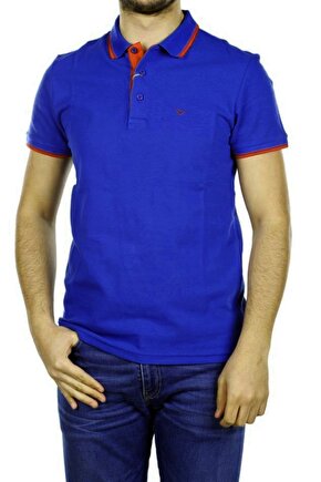  Erkek Civit Mavisi Polo Yaka T-shirt