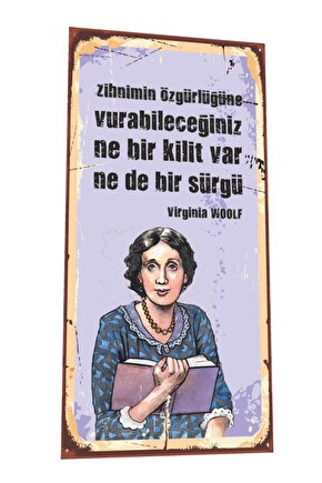 Virginia Woolf Mini Retro Ahşap Poster