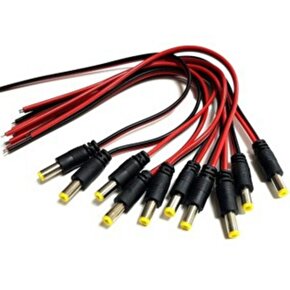 10  Adet DC Erkek Power Jack-Enerji Jakı Kablo 25cm 'lik