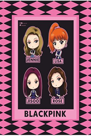 K-pop Black Pink Çerçeve Görünümlü Retro Ahşap Poster-10
