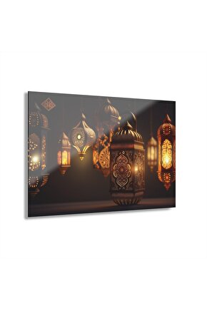Ramazan Kandilleri İslam Cam Tablo Duvar Dekoru
