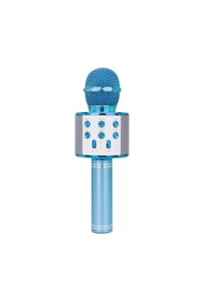 Ktv Ws-858 Karaoke Mikrofon Bluetooth Hoparlör Ses Değiştirme Özellikli Mavi