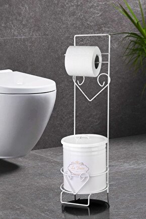 Lüx Çöp Kovalı Banyo Wc Kağıtlık Beyaz - Tuvalet Kağıtlığı
