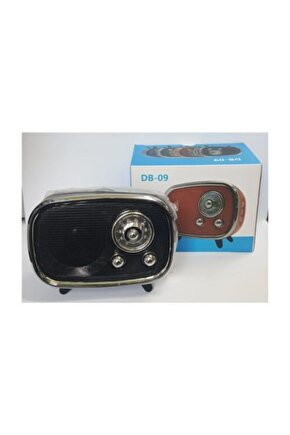 Db-09 Mini Retro Style Bluetooth Hoparlör Fm Radyo Sd Kart Ve Usb Girişli Speaker Siyah