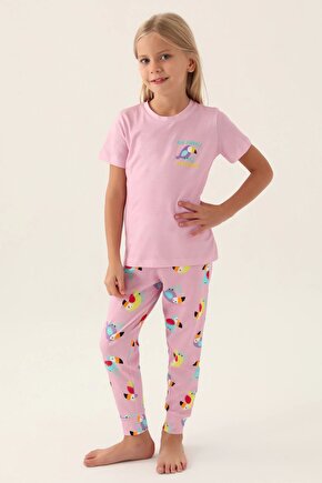 3403-2 Kız Çocuk Kısa Kol Pijama Takımı