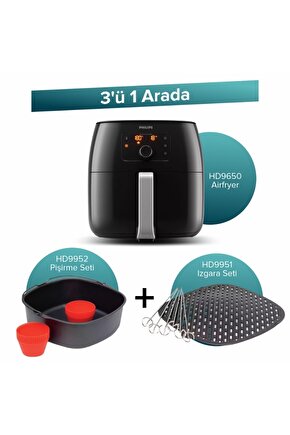 Hd9650 Airfryer + Hd9952 Pişirme Seti + Hd9951 Izgara Seti 3ü 1 Arada Set 