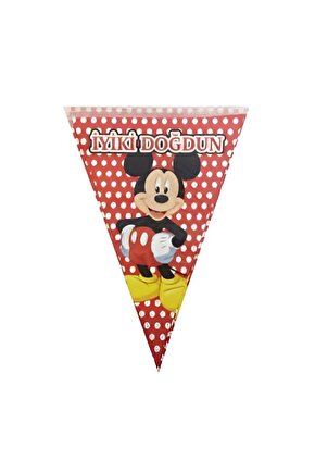 Mickey Mouse İyi Ki Doğdun Flama 2 Metre Mickey Mouse Konsept Doğum Günü Parti Malzemeleri