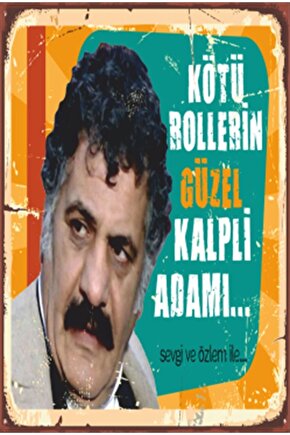 Erol Taş Kötü Adam Yeşilçam Retro Ahşap Poster