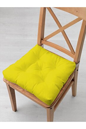Sarı Bej 4 lü Kombin Pofidik Kare Sandalye Minderi 40 X 40 cm