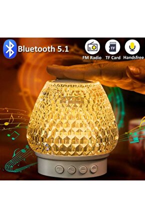 Tws Özellikli Bluetooth Hoparlör Gece Lambası Ambians Işık Tf Kart Fm Radyo Usb Girişli
