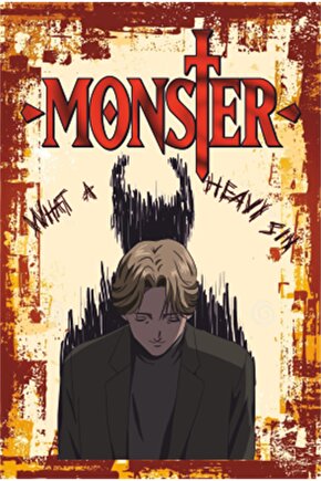 Monster Anime Manga Retro Ahşap Poster