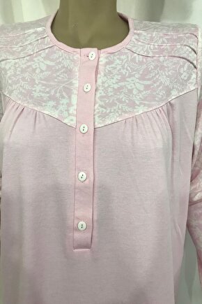 Nena Bayan Robalı Patlı Pijama Takım-14294-Pembe