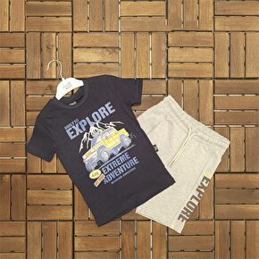Explore Baskılı Erkek Çocuk Takım - Lacivert Sarı