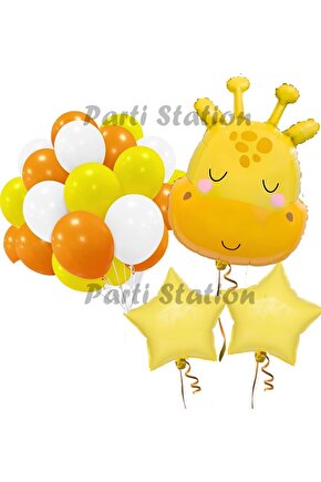 Safari Sevimli Zürafa Tema Balon Set Safari Konsept Zürafa Parti Doğum Günü Balon Set