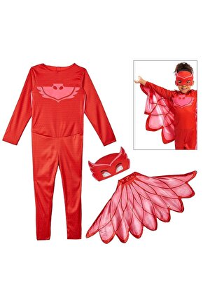 Kız Çocuk Kırmızı Baykuş Kostümü Owlette Kostümü