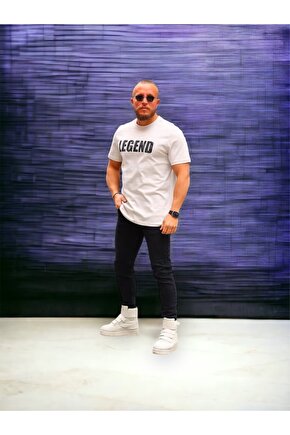 Legend Baskılı Rahat Kalıp %100 Pamuklu T-shirt