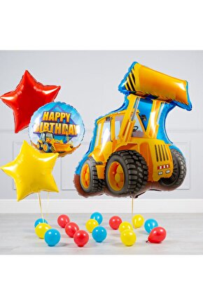 Araçlar Kamyon Konsept Kepçe Kamyon Balon Set Kamyon Balon Seti Truck Balloon Doğum Günü Set
